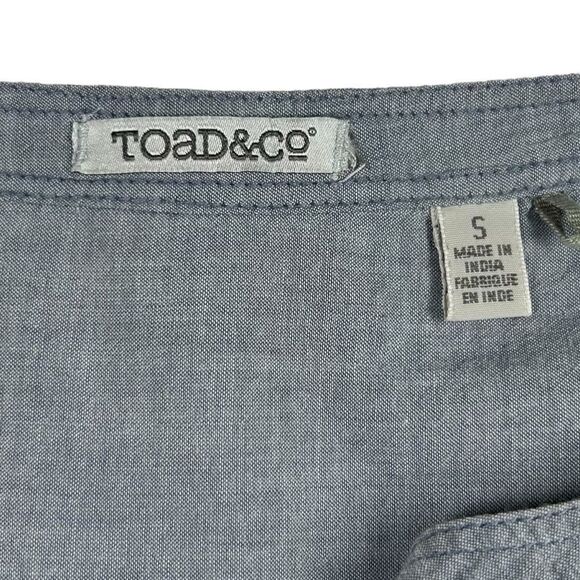 Toad & Co Izzie Long Sleeve Blue Chambray Organic Cotton Button Down Shirt Small - Picture 7 of 9